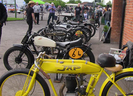 JAP engined bikes outside clubhouse